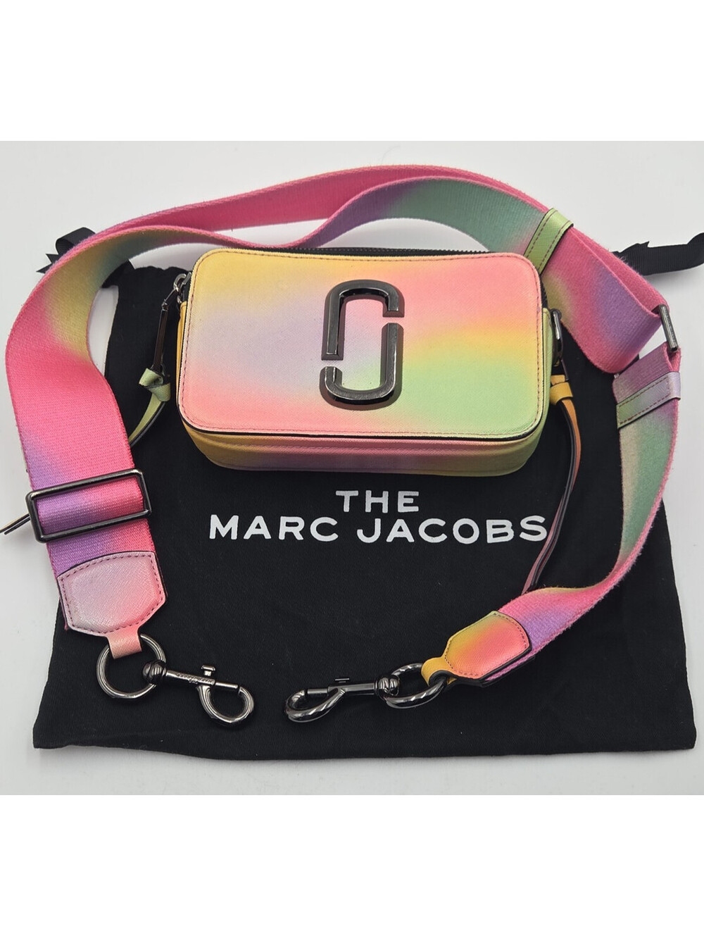 Marc Jacobs The Snapshot Airbrush 2.0 Crossbody Bag Green Multi Pastel Leather